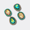 Peach Blue Crystal Earrings | Gold - Muze Earrings