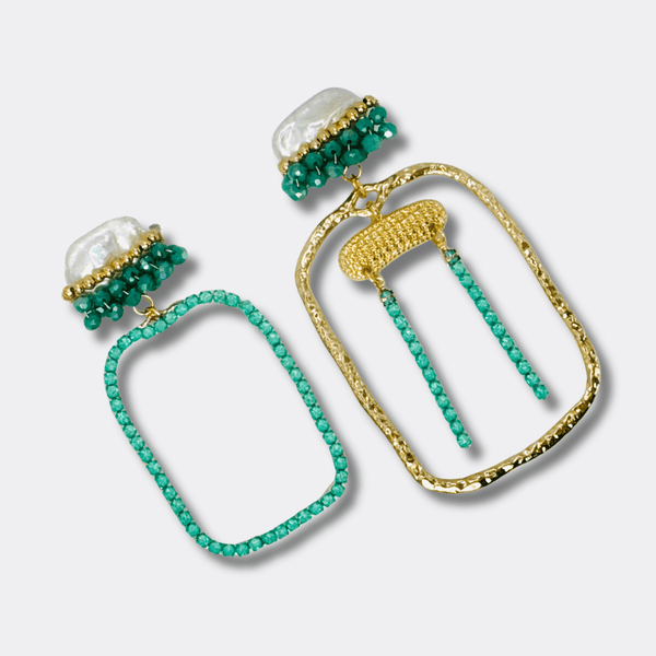 Pearl Persian Green Earrings | Gold - Muze Earrings