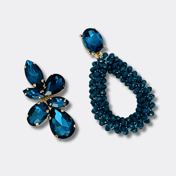 Petrol Facet Drop Earrings | Gold - Muze Earrings