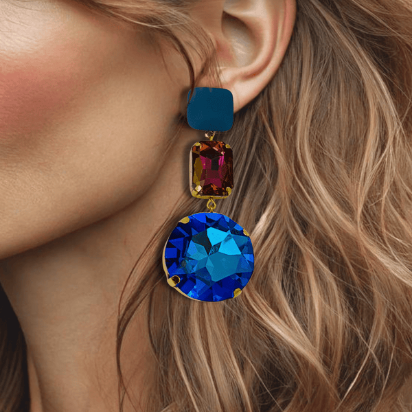 Petrol Purple Earrings | Gold - Muze Earrings