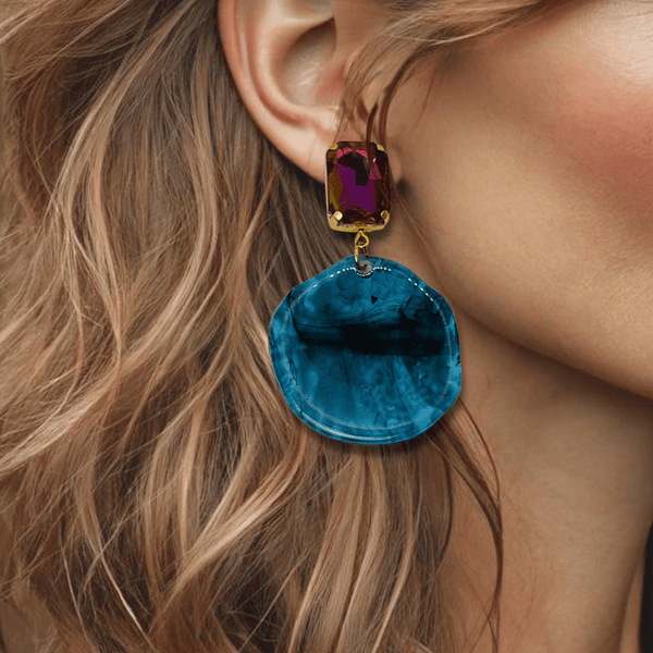 Petrol Purple Earrings | Gold - Muze Earrings