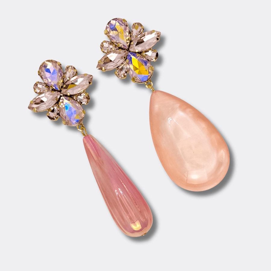 Pink AB Earrings | Gold - Muze Earrings