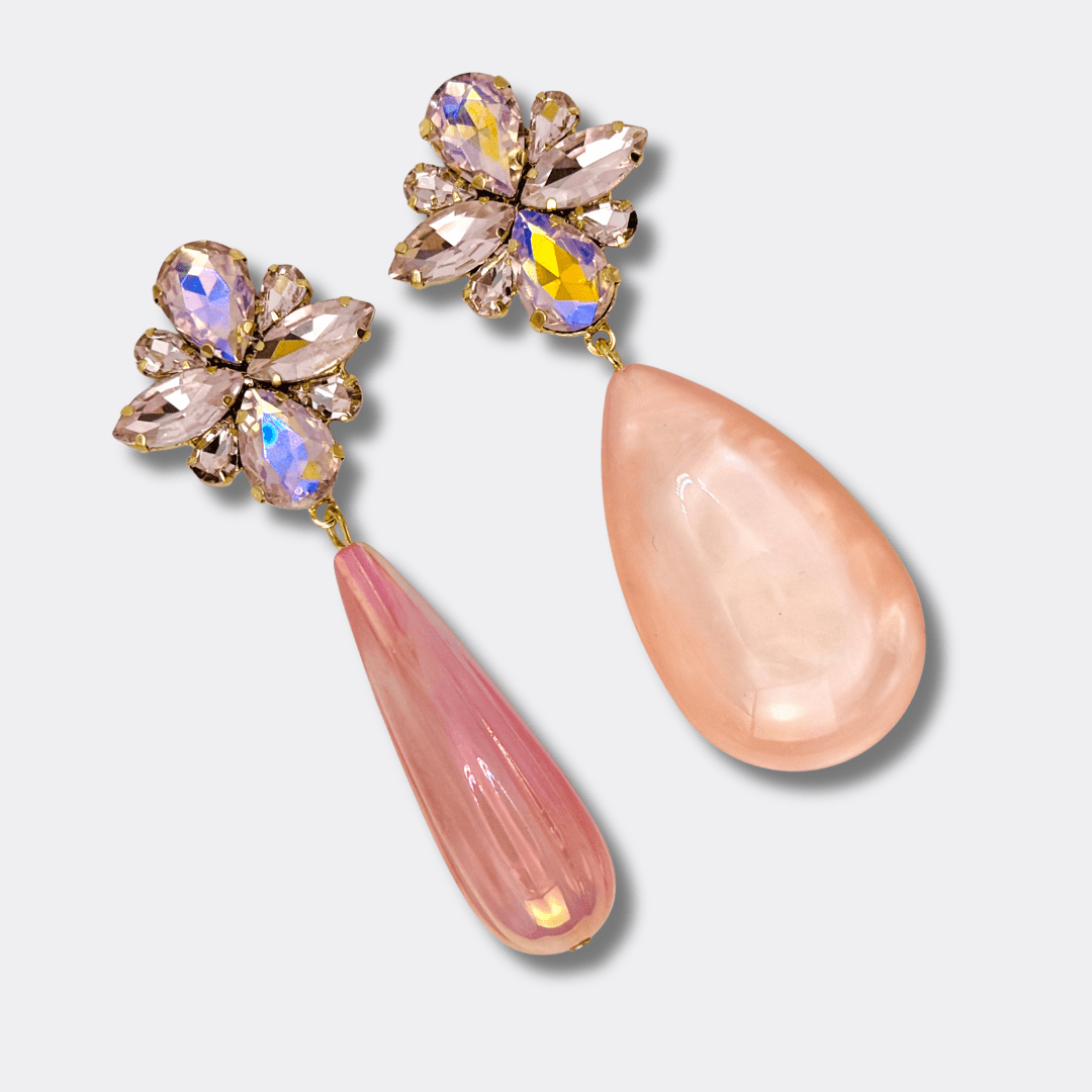 Pink AB Earrings | Gold - Muze Earrings