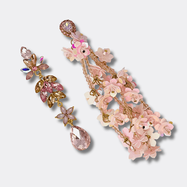 Pink AB Flowers II Earrings | Gold - Muze Earrings
