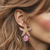 Pink AB Starfish Earrings | Gold - Muze Earrings