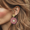 Pink Luminous Halo Earrings | Gold - Muze Earrings
