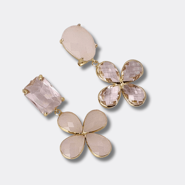 Pink Opal Flower Earrings | Gold - Muze Earrings