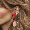 Pink Stripe Agate Earrings | Silver - Muze Earrings