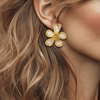 Pink Swarovksi Flower Earrings | Gold - Muze Earrings