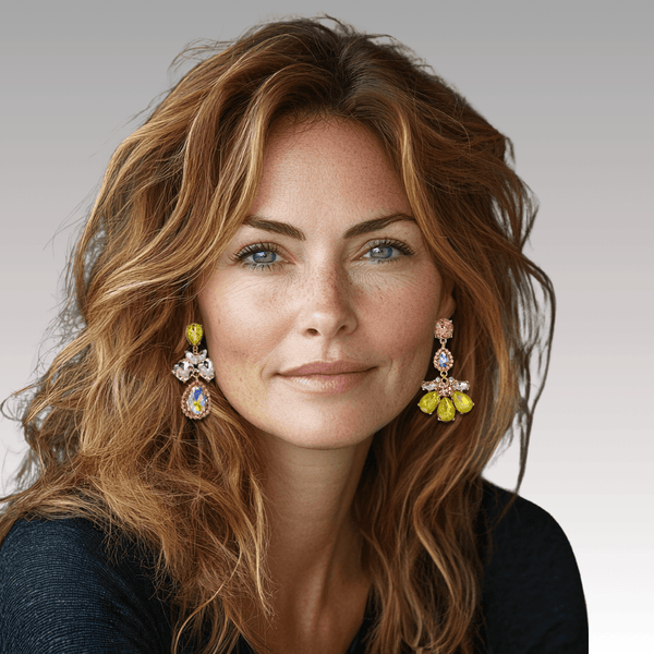 Pink Yellow Flower Earrings | Gold - Muze Earrings