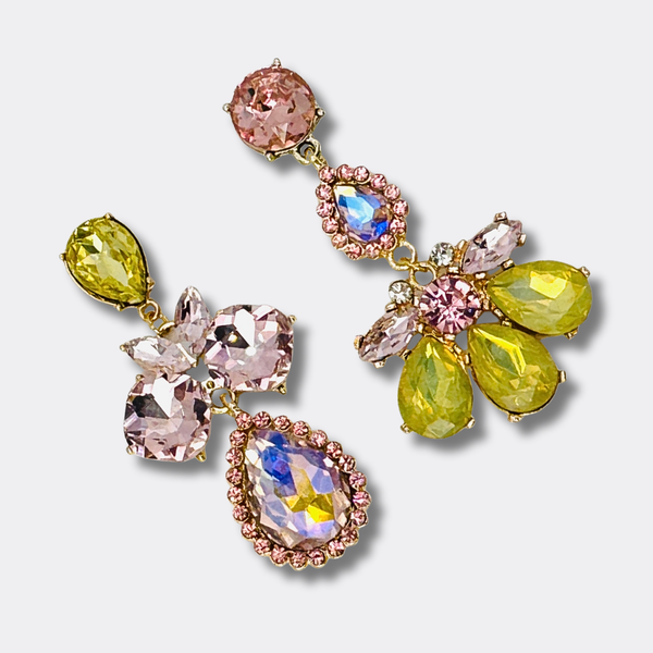 Pink Yellow Flower Earrings | Gold - Muze Earrings