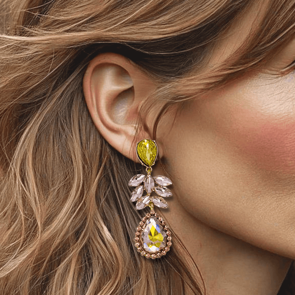 Pink Yellow Flower II Earrings | Gold - Muze Earrings
