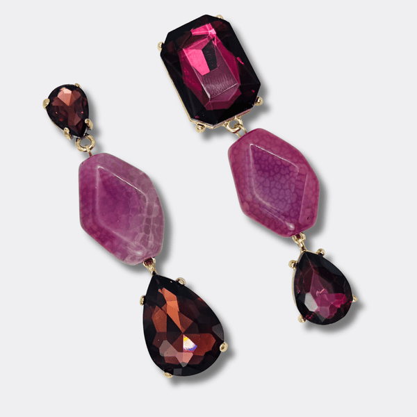 Purple Agate Crystal Earrings | Gold - Muze Earrings