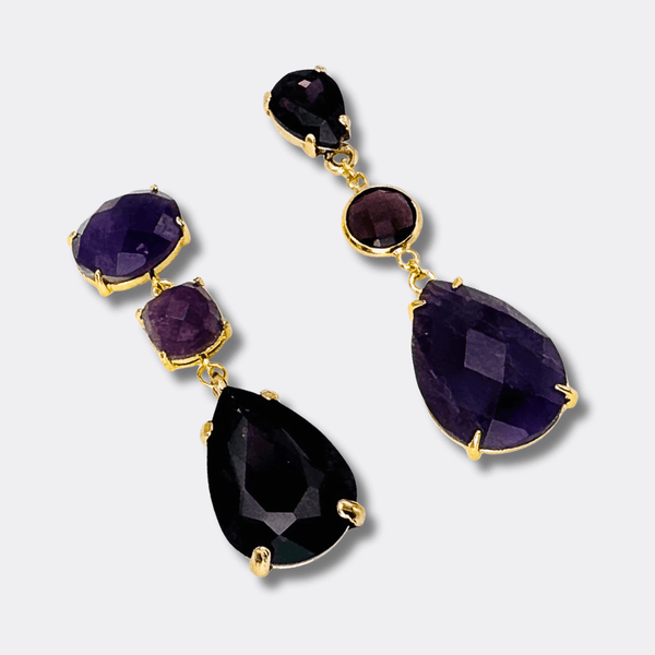 Purple Amethyst Earrings | Gold - Muze Earrings