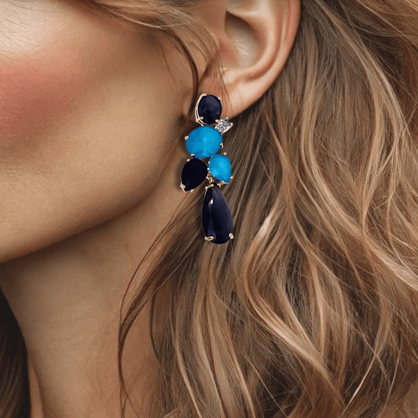 Purple Aqua Earrings | Gold - Muze Earrings