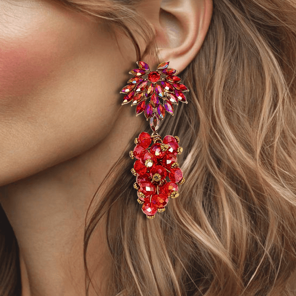 Red AB Facet Earrings | Gold - Muze Earrings