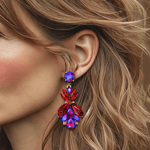 Red AB Fuchsia Earrings | Gold - Muze Earrings