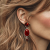 Red Agate Earrings | Silver - Muze Earrings