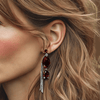 Red Agate Earrings | Silver - Muze Earrings