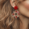 Red Facet Drop Earrings | Gold - Muze Earrings