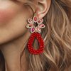 Red Facet Drop Earrings | Gold - Muze Earrings