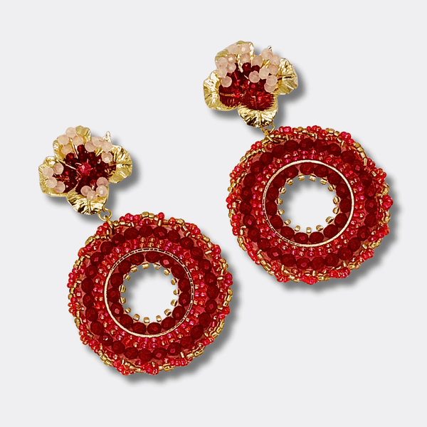 Red & Pink Facet Earrings | Gold - Muze Earrings