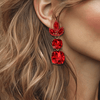 Red Strass Drop Earrings | Gold - Muze Earrings