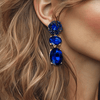Royal Blue Crystal Earrings | Gold - Muze Earrings