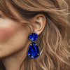 Royal Blue Strass Earrings | Gold - Muze Earrings