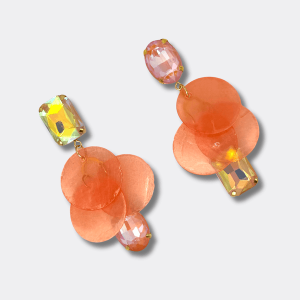 Salmon Pink Shell Earrings | Gold - Muze Earrings