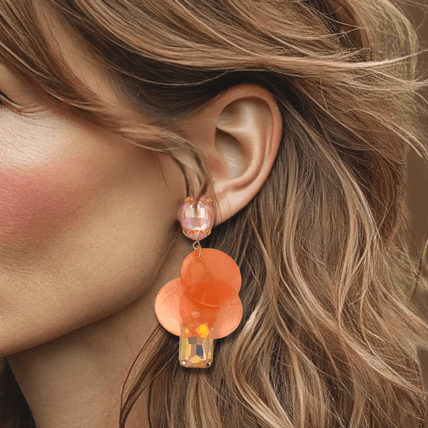 Salmon Pink Shell Earrings | Gold - Muze Earrings
