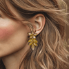 Small Beige Flower Earrings | Gold - Muze Earrings