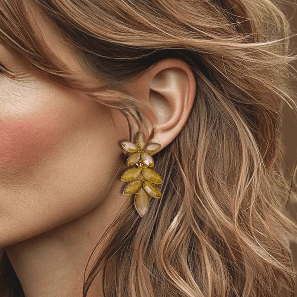Small Beige Flower Earrings | Gold - Muze Earrings