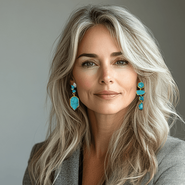 Small Blue Turquoise Earrings | Gold - Muze Earrings