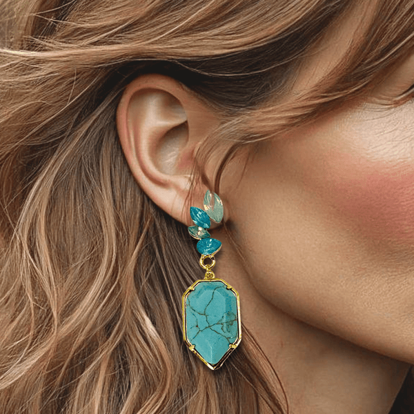 Small Blue Turquoise Earrings | Gold - Muze Earrings