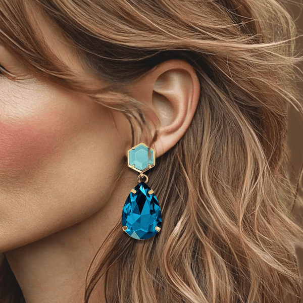 Small Blue Turquoise II Earrings | Gold - Muze Earrings