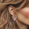 Soft Green Pink Earrings | Gold - Muze Earrings