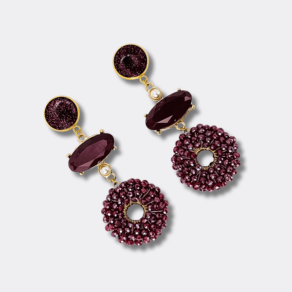 Subtle Burgundy Earrings | Gold - Muze Earrings