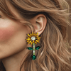 Sunflower Crystal Earrings | Gold - Muze Earrings