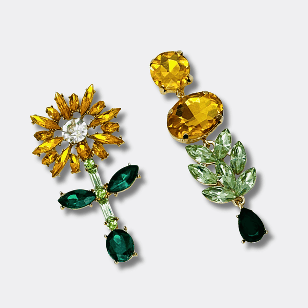 Sunflower Crystal Earrings | Gold - Muze Earrings