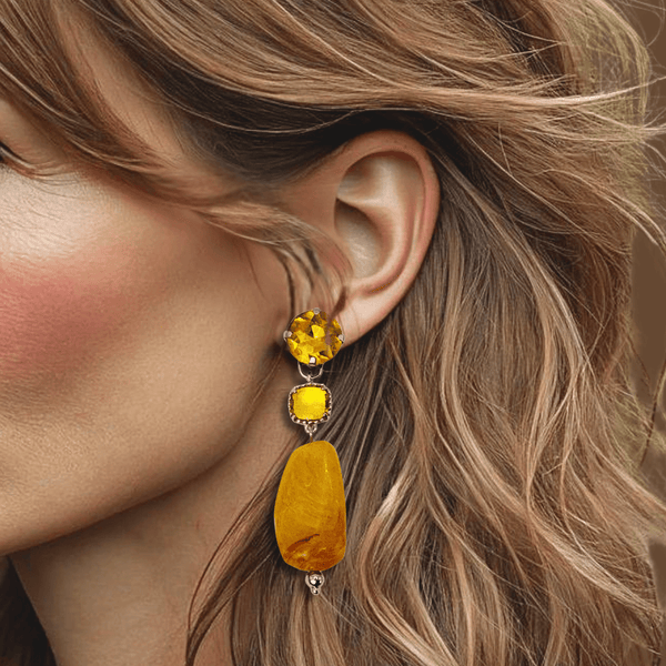 Sunny Yellow Earrings | Silver - Muze Earrings