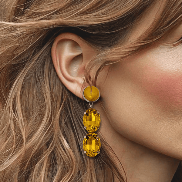 Sunny Yellow Earrings | Silver - Muze Earrings