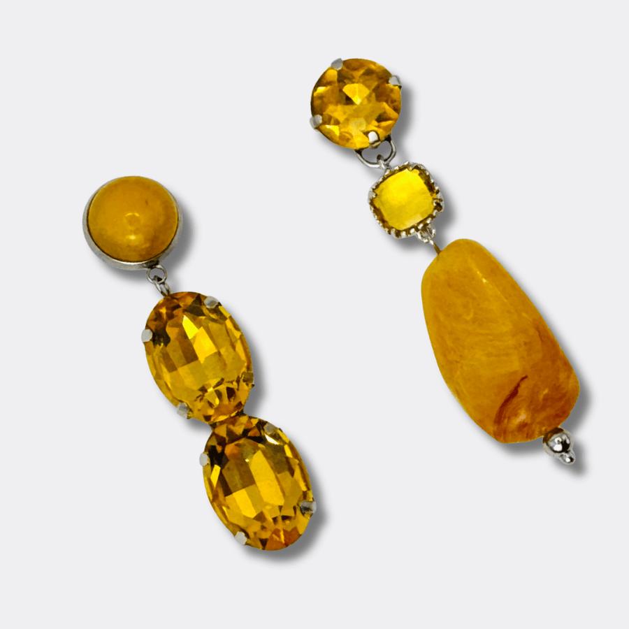 Sunny Yellow Earrings | Silver - Muze Earrings