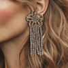 Taupe Festival Flower | Gold - Muze Earrings