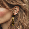 Tiger Eye Strass Earrings | Gold - Muze Earrings