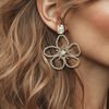 Wedding Big Flower Earrings | Gold - Muze Earrings