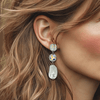 White Crystal Pearl Earrings | Silver - Muze Earrings