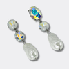 White Crystal Pearl Earrings | Silver - Muze Earrings