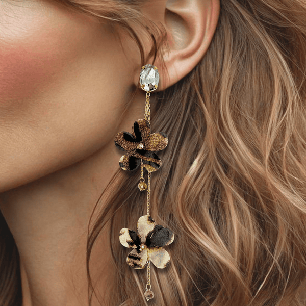 Wild Leopard Bloom Earrings | Gold - Muze Earrings