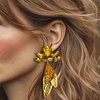 Yellow Festival Wings | Gold - Muze Earrings